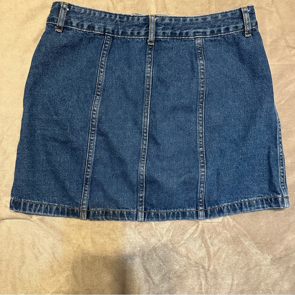 Forever 21 Mini Skirt Womens Medium Blue  Denim Cotton Exposed Button - Picture 7 of 7